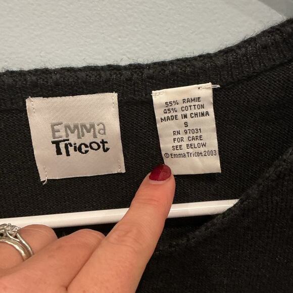 Vintage Emma Tricot Womens Y2K Fairy Sweater Cardigan S Beaded Butterfly Flower - Picture 3 of 7